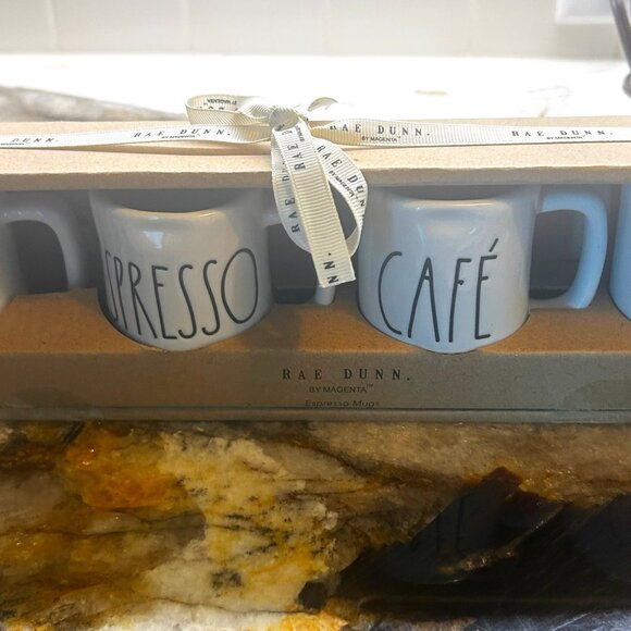 NIB Rae Dunn Magenta Set of 4 Espresso Mugs Rae Dunn Coffe Mugs - Picture 4 of 7